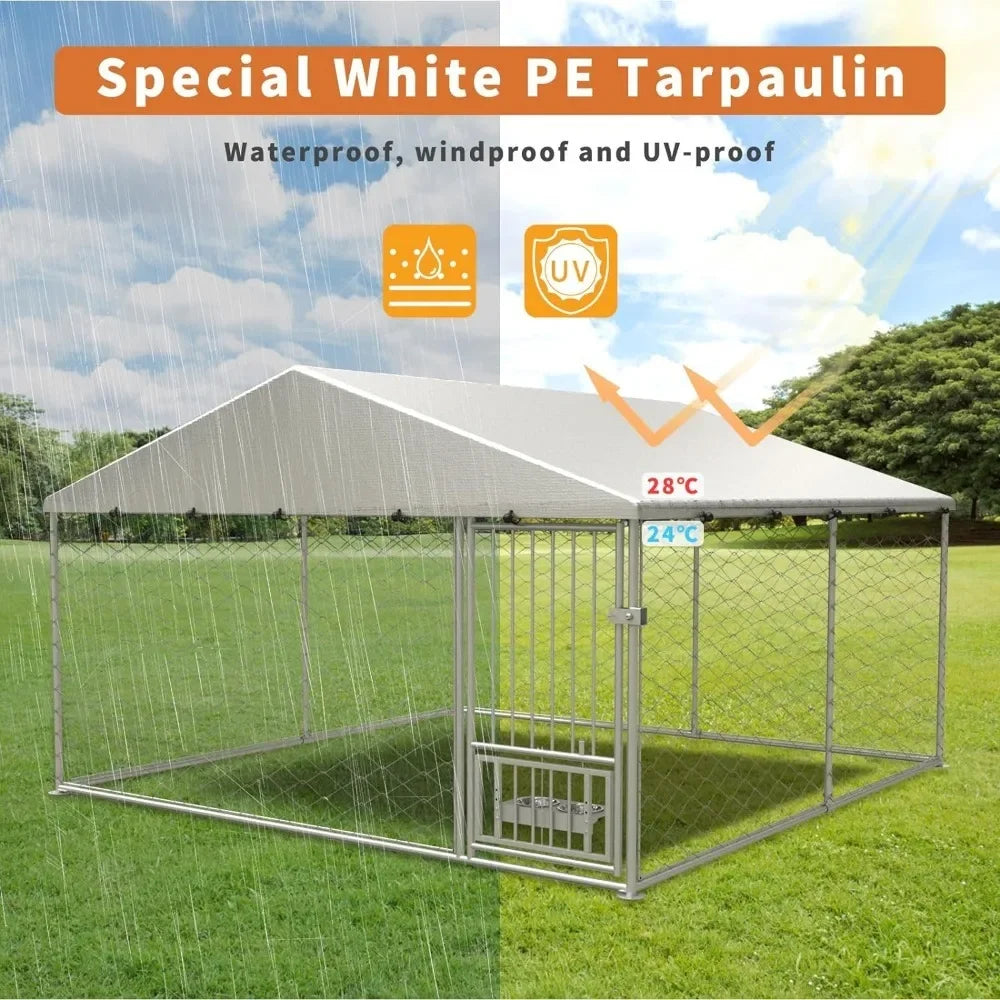 10x10 Large Outdoor Dog Kennel With Roof Pet Puppy Accessories Fence Supplies