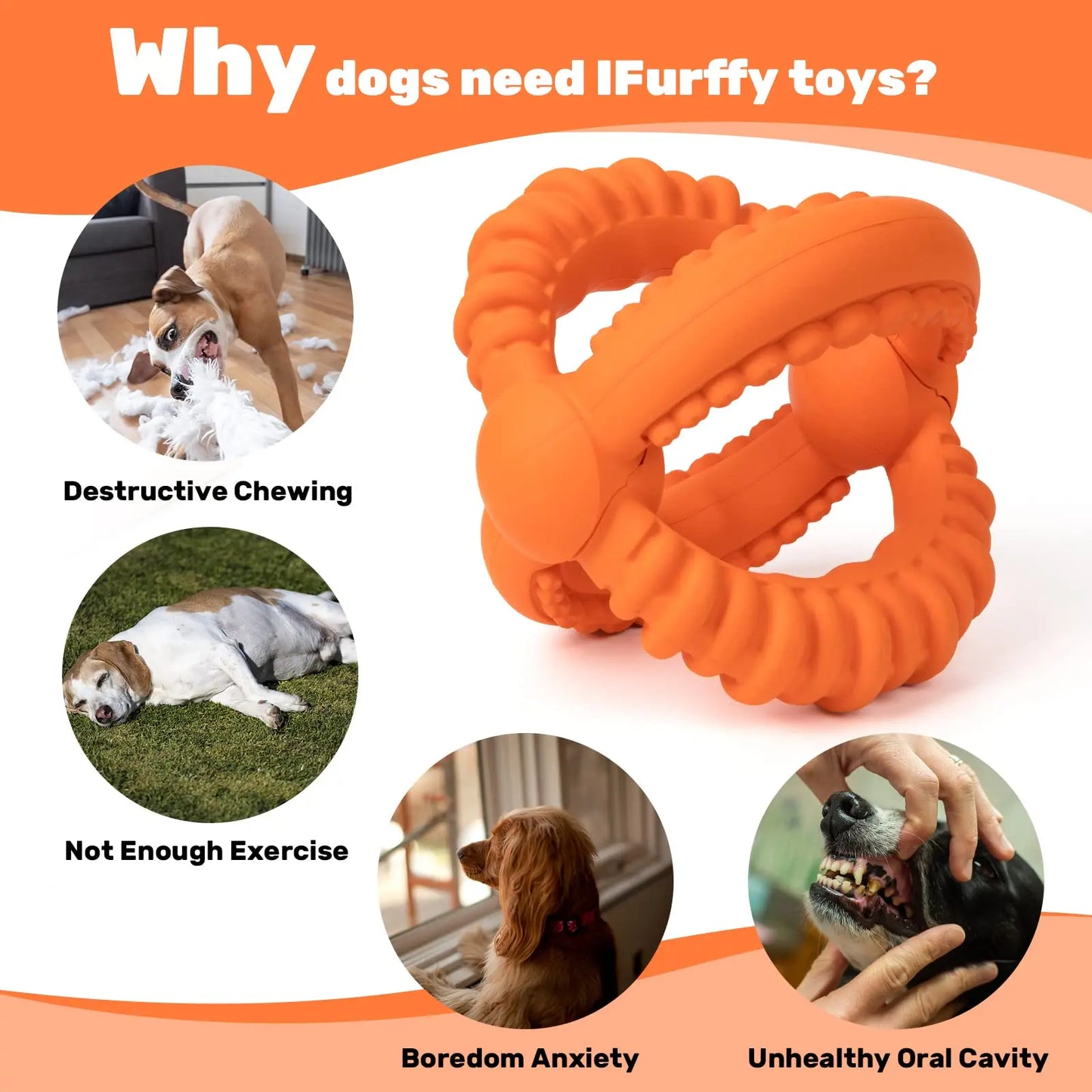 Interactive Dog Toys Detachable Dog Tug of War Toy with 2 Rings Natural Rubber Dog Chew Toys Suitable for Large Dogs