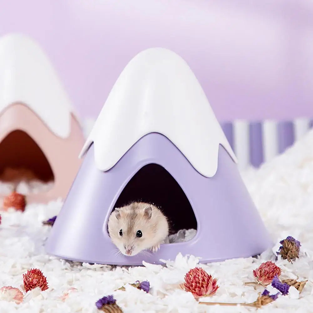 Hamster Hideout Snowy Mountain Shape Hamster Hide Cooling Bed Caves Cage Adorable Small Animal Hideout Cave For Hamster Gerbil