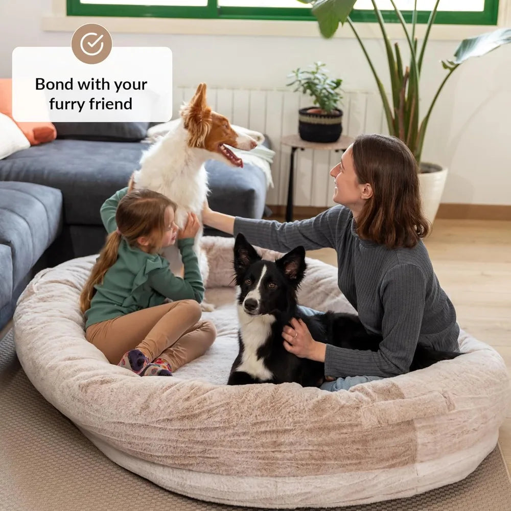 ODOXIA Dog Bed Mat for Pets, Human Sized Pet Bed, Bean Bag Dog Bed, 72x48x11 inches, Polyester, Detachable Cover, Brown