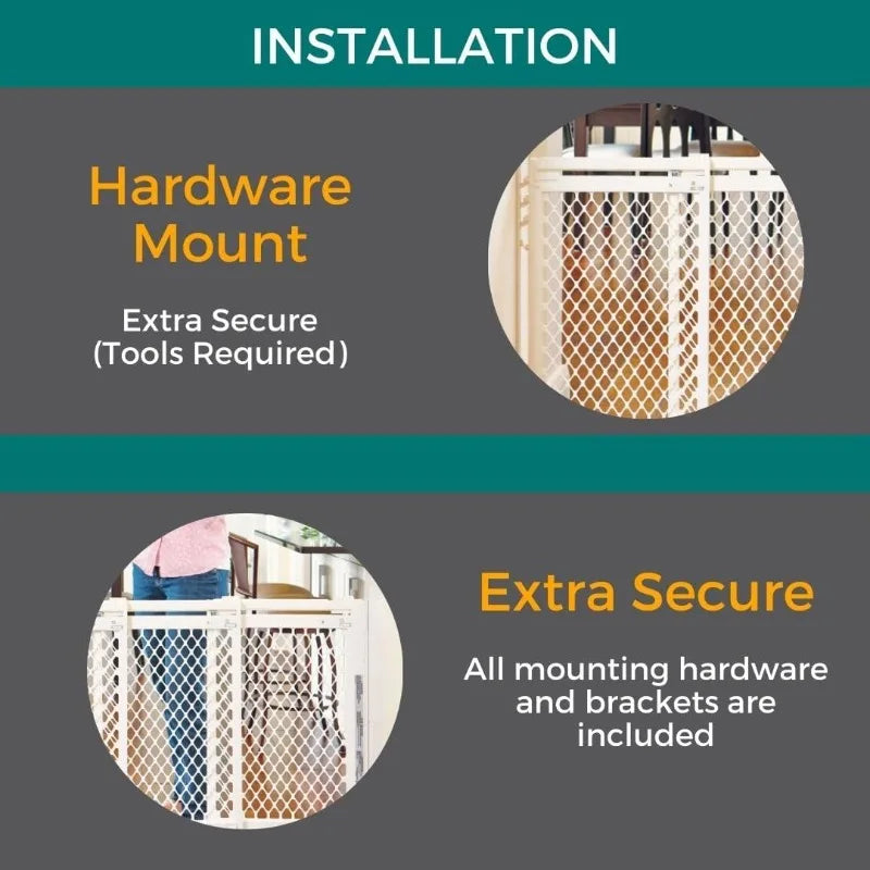 Extra Wide Pet Gate: Smoothly Opens in Extra Wide Spaces. Fits 22" - 62" Wide. Hardware Mount - Whisker and Waggers