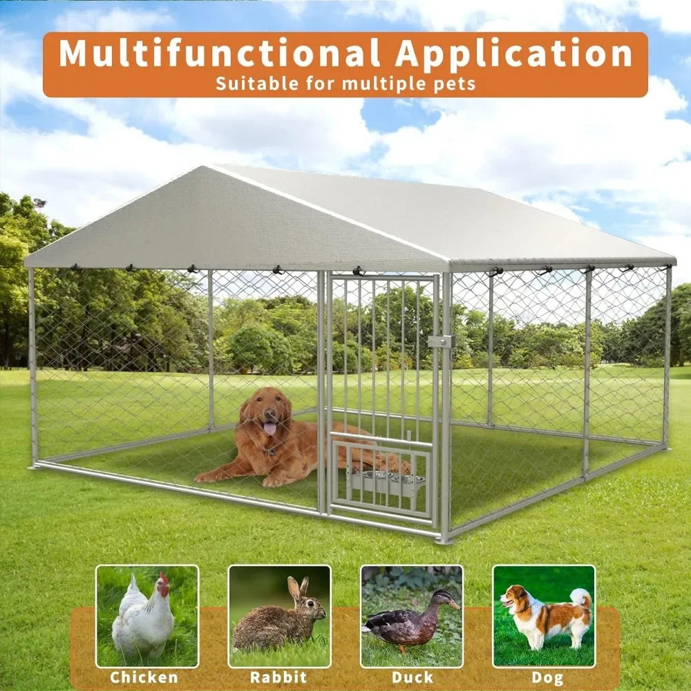 10x10 Large Outdoor Dog Kennel With Roof Pet Puppy Accessories Fence Supplies