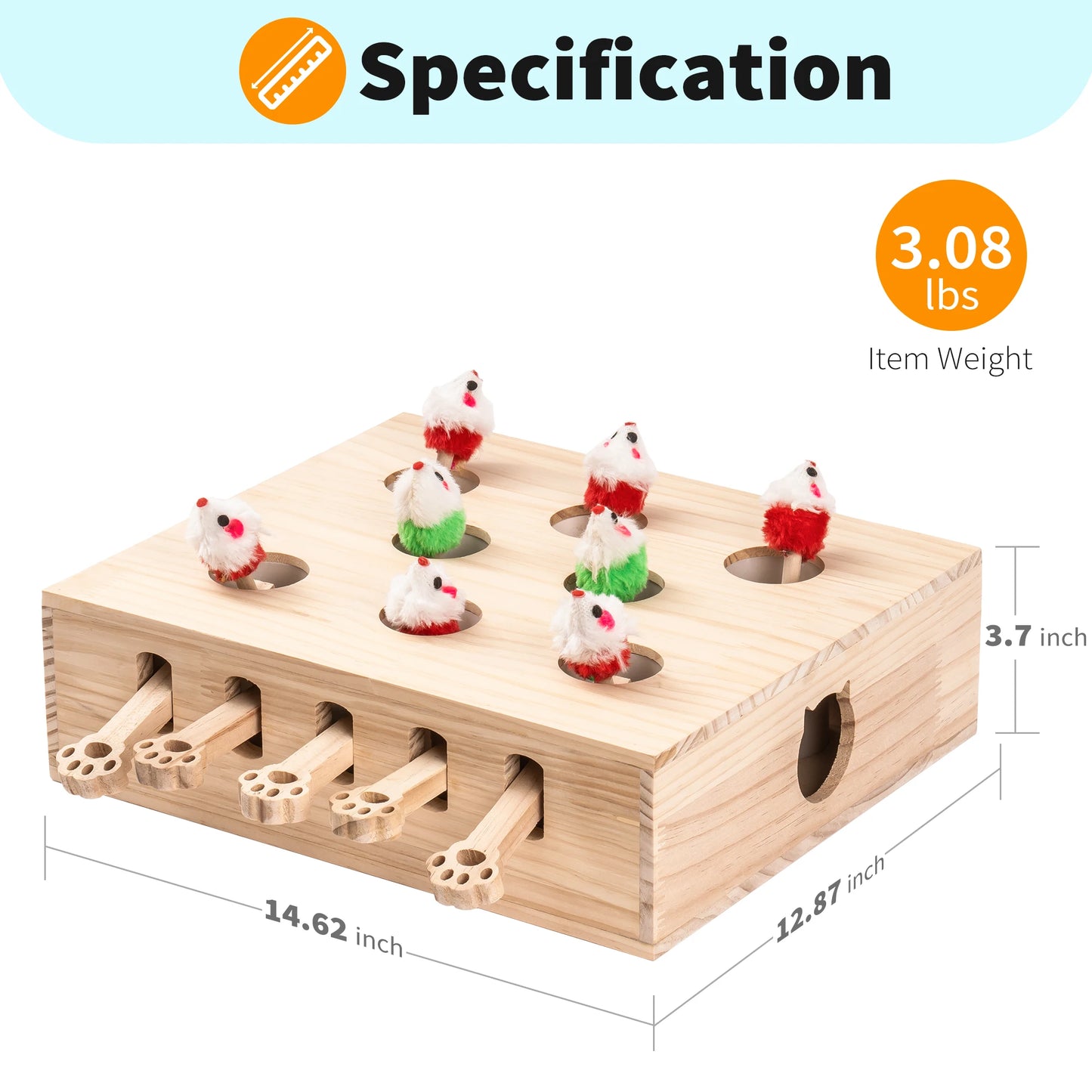 Get Your Cat in Shape with Interactive Whack-a-mole Solid Wood Toys for Cats - Perfect for Exercise and Fun!