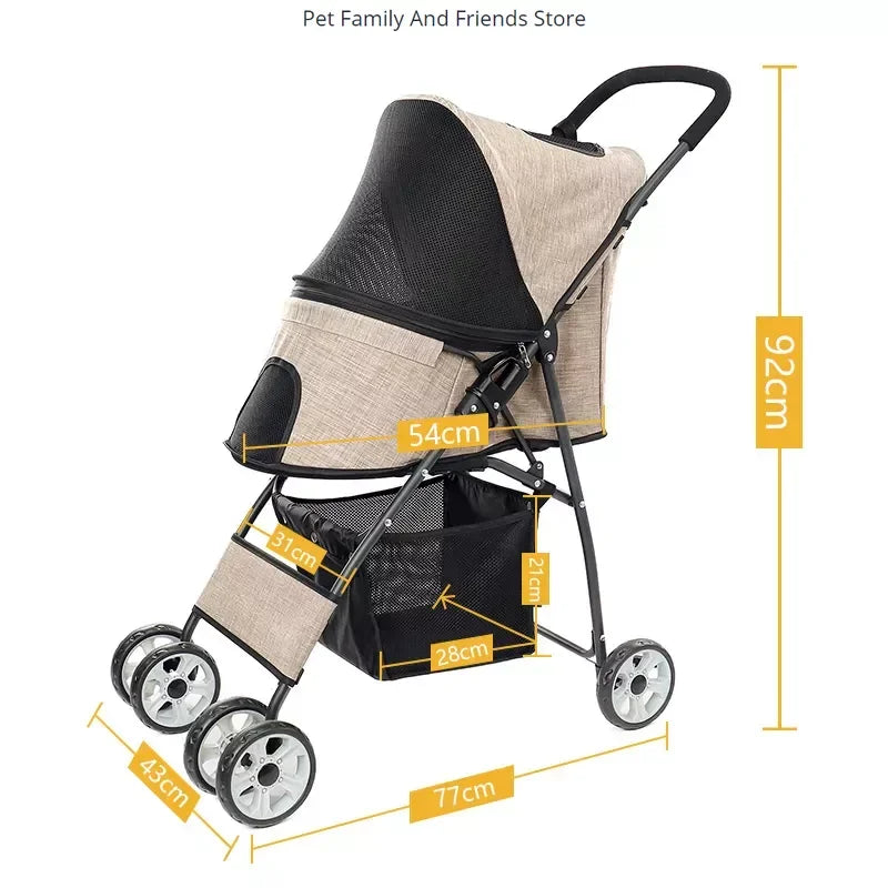 Pet Dog Cat Stroller Carrier Ultra Lightweight Travel Stroller Compact 360 Rotation Wheel Collapsible