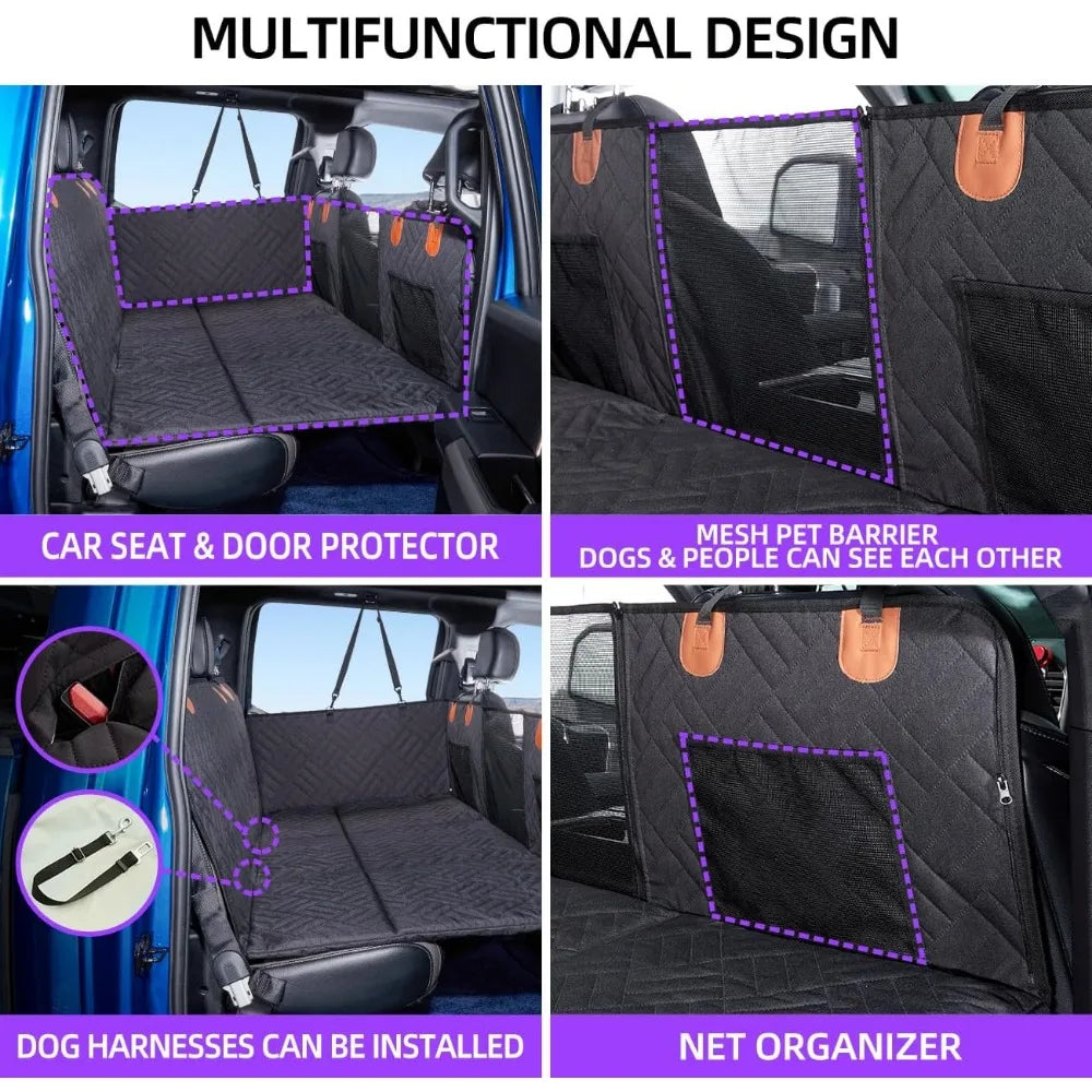 Dog Seat Cover and Bed for Trucks - Back Seat Extender and Hammock for F150, RAM1500, Silverado - Non-Inflatable Pet Mattress