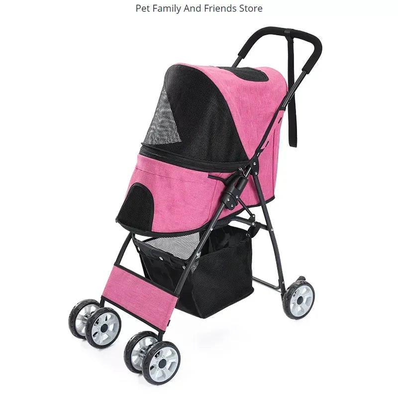 Pet Dog Cat Stroller Carrier Ultra Lightweight Travel Stroller Compact 360 Rotation Wheel Collapsible