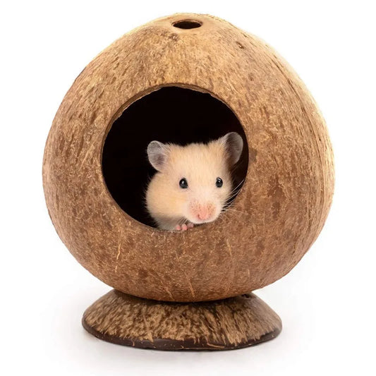 Coconut Hut Hamster House Bed Nest Hamster Accessories for Gerbils Mice Small Animal Cage Habitat Decor